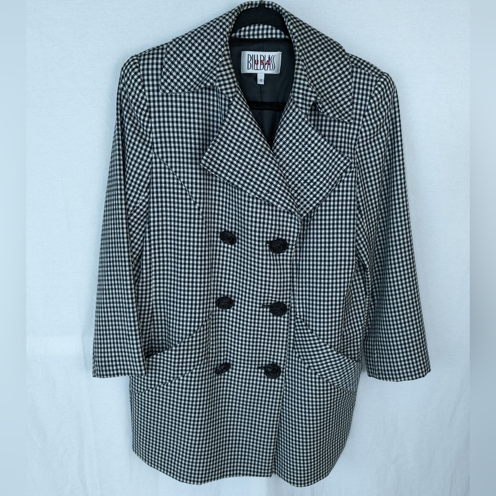 Vintage Bill Blass Black and White Chequered Blazer